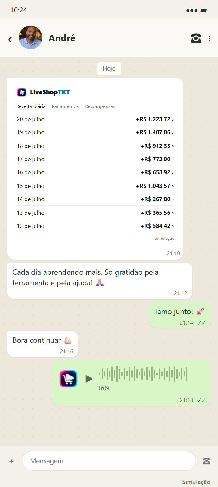 Conversa simulada de André: Cada dia aprendendo mais. Só gratidão pela ferramenta e pela ajuda! 🙏🏻